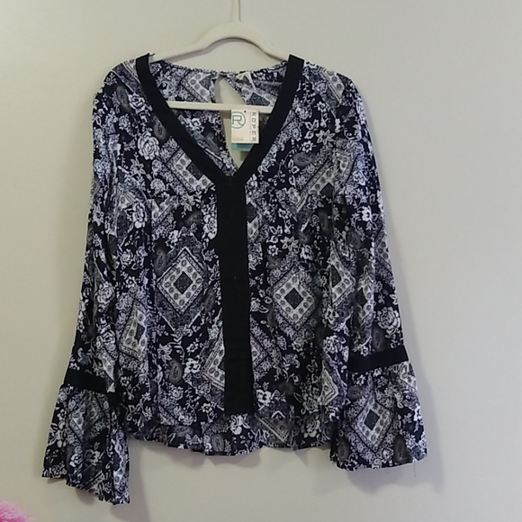 Roper Tops - Roper | Black and White Patterned Tunic